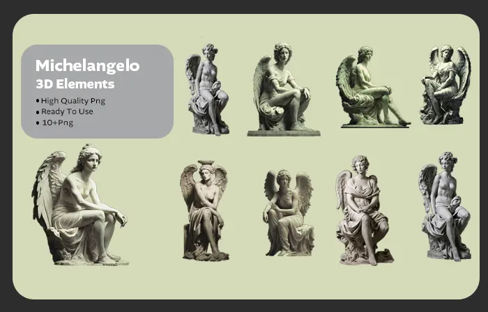 Classic Michelangelo Statue design 3D elements